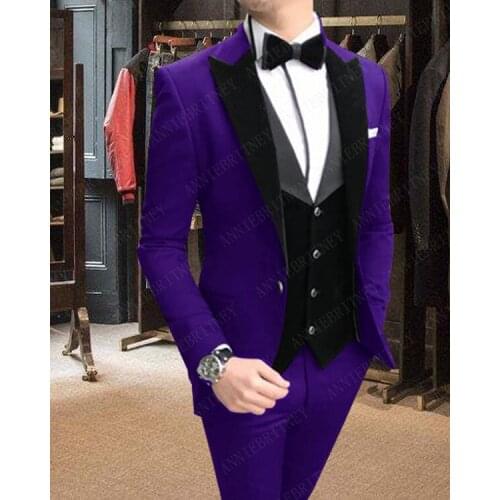 ANNIEBRITNEY Designers Suits for Men Groom Tuxedo Mens Wedding Prom Suits Slim Fit Custom Big Size Blazers Jacket Pants Vest Set