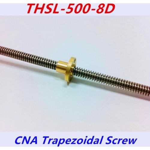 Free shipping RepRap 3D Printer THSL-500-8D T-type stepper motor Lead Screw Dia 8MM Thread 8mm Length 500mm with Copper Nut