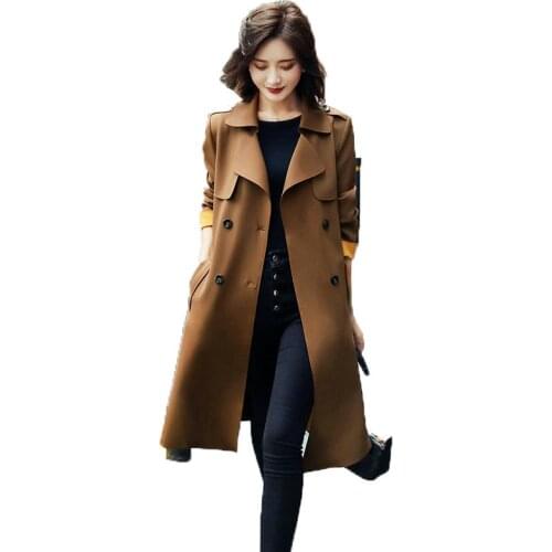 Casaco Feminino Chic Windbreaker 2021 Spring Autumn New Mid-Length Over-The-Knee Coat Female Elegant Overcoat Womens Trench Coa