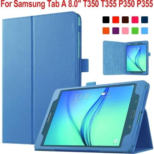 Lychee Pattern Case For Samsung Galaxy Tab A 8.0 T350 T355 P350 P355 8" Flip Stand PU Leather Cover