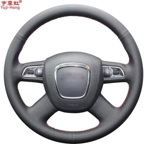 Yuji-Hong Artificial Leather Car Steering Wheel Covers Case for Audi A4 B7 B8 A6 C6 A8 2009 Q7 (2005-2011) Q5 (2008-2012)