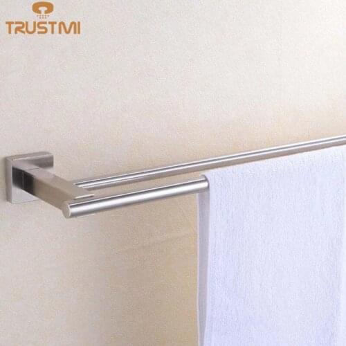 Bathroom Solid 304 Stainless Steel Brushed Nickel Double Towel Bars Bathroom 304 Stainless Steel Solid Towel Holder