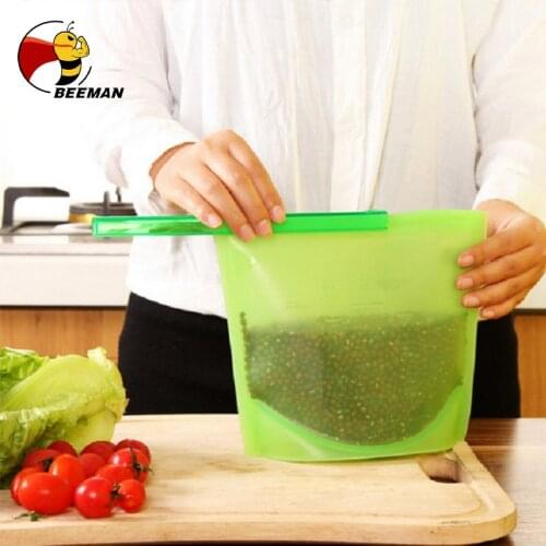BEEMAN 4PCS Food Sealing Storage Bag Silicone Food Preservation Bag Refrigerator Fresh Bag Microwave Heating Versatile Cooking