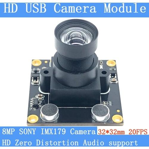 75 Degree CCTV Zero Distortion Physics High quality 8mp MJPEG SONY IMX179 USB Camera Module Android Linux Windows Support Audio