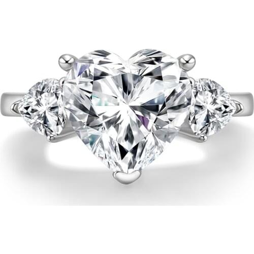 LESF 5 Ct Classic Engagement Rings 925 Sterling Silver Heart Cut 5A Zircon Lady Bridal Ring Jewelry Gifts Fast Delivery