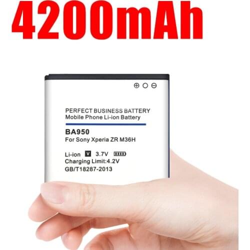 4200mAh BA950 Li-ion Phone Battery for Sony Ericsson Xperia ZR SO-04E M36h C5502 C5503 AB-0300 BA950