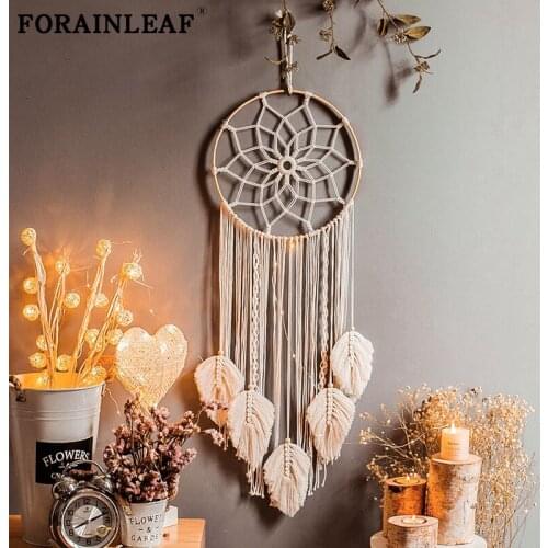 Dreamcatchers Macrame Handmade Knitted Tapestry Leaf Tassel Moon Bohemia Wall Hanging Living Room Bedroom Boho Home Decor Gifts