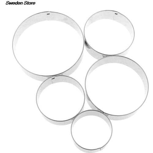 5pcs/set Metal Round Circle Shape Cookie Cutter Mold Fondant Pastry Mousse Cake Mold Mini Kitchen Stencils Decorating Accessorie