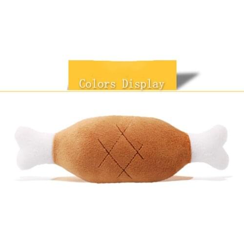 Cute Plush Toys Velvet Chicken Leg Stuffed Animals Soft Toys Interactive Sound Pet Toy