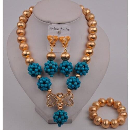 Fashion Nigeria Wedding Jewelry Necklace Set African Bride Wedding Dress Accessories Jewelry Set