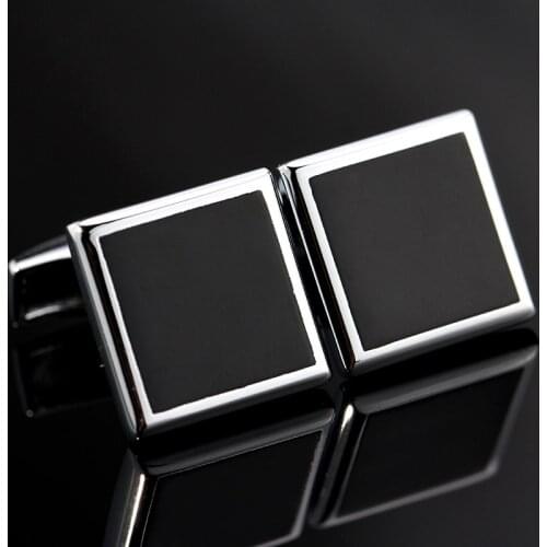 High Quality Business Classic Black Square Geometric Copper Mens Cufflinks Luxury Gift Party Wedding Suit Shirt French Cufflink