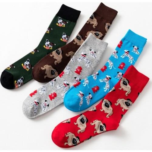 Men Socks Cartoon Dog Cute Happy Funny Personality Harajuku Male High Quality Soft Casual Hip Hop Street Style Skate Cotton Sock