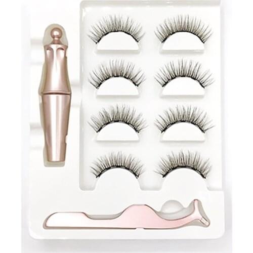 Five-magnet eyelash set each set contains magnetic eyeliner, tweezers four pairs of magnet eyelashes