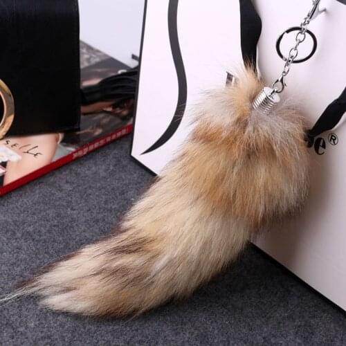 Oversized Real Fox Tail Keychain Womens Pendant Car Keychain Bag Ornament Hot Sale in Winter
