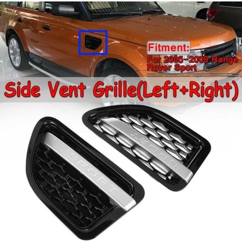 NEW-for Land Rover Range Rover Sport 2005-2009 Black & Chrome Front Side Fender Air Vent Grille Grill Assemblies