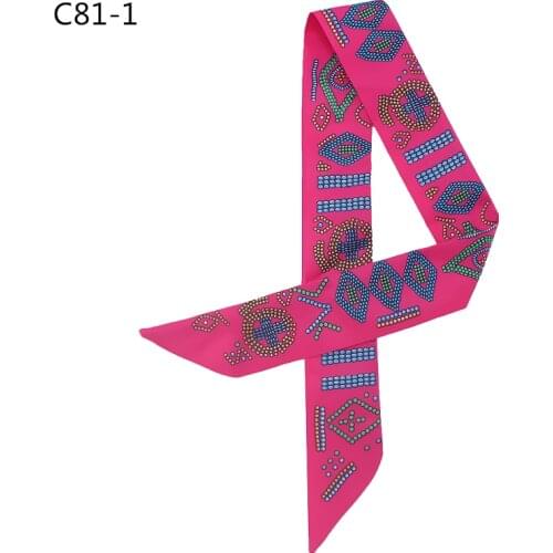 POBING New Design Geometric Silk Scarf Women Head Scarf Brand Small Tie Handle Bag Ribbon Long Scarves Female Wraps 100*5CM