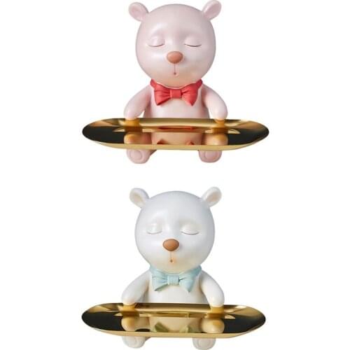 New Cartoon Resin Bear Tray Living Room Porch Decoration Bedroom Dressing Table Jewelry Cosmetics Storage Ornaments