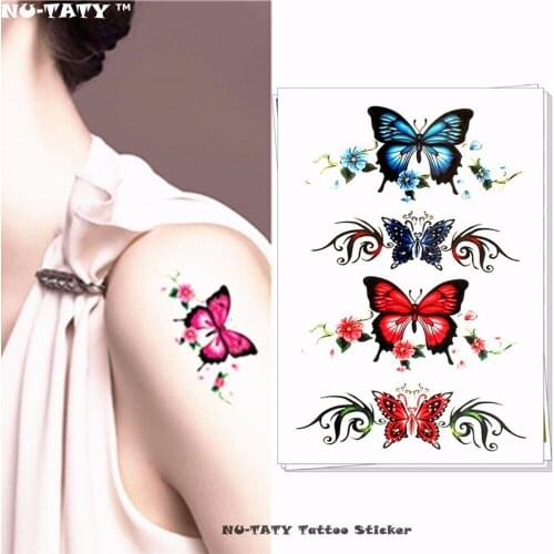 Nu-TATY Beautiful butterfly pattern Temporary Tattoo Body Art Flash Tattoo Stickers 17*10cm Waterproof Fake Styling Sticker