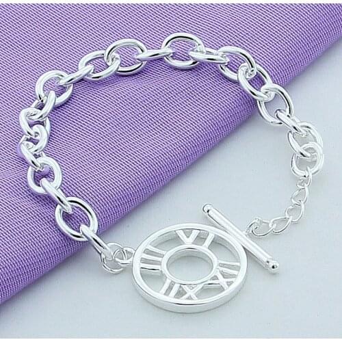 Wholesale Fashion Jewelry 925 Silver Bracelet High Quality Simple Round Roma Chain Link Bracelet for Women Man
