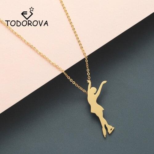 Todorova Ballerina Dancer Figure Skating Pendant Necklace Ice Skating Sports Jewelry Gold Chain Men Necklace Memorial Gift