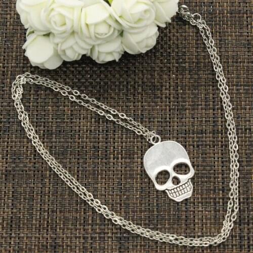 New Fashion Necklace Skull 35x22mm Silver Color Pendants Short Long Women Men Colar Gift Jewelry Choker