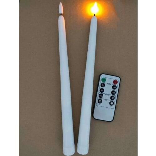 Pack of 12 10-Keys Remote controlled&Timer Flickering Flameless 3D Wick LED Taper Candles Battery Powered Christmas Home Decor