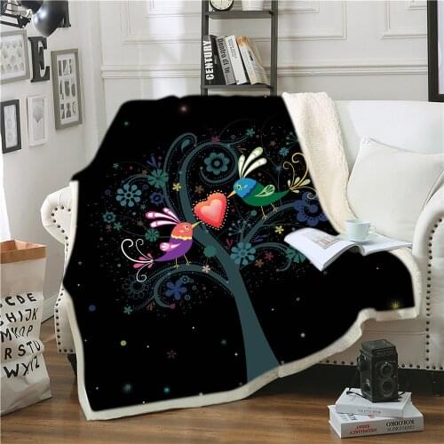 Bird Sherpa Blanket Dream Love Throw Blanket Christmas Gift Fleece Blanket Nap Office Fluffy Blanket Travel Picnic Blanket