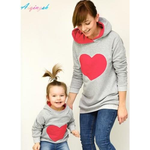 Family Christmas Sweaters Hoodies Mother and Daughter Baby Matching Clothes Mommy Mama Love Baby Sets LOVE Pattern Sweatshirt