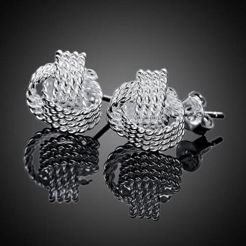 Hot sale Jewelry 925 Sterling Silver Earring Fashion for Woman tennis bud Weave Earrings studs Gifts noble party