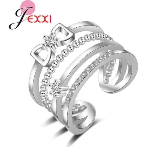 Style Wide Ring For Women Bow Tie Crystal 925 Sterling Silver Sparking Casual Fashion Jewelry Top Quality Anel Pave AAA Zircon