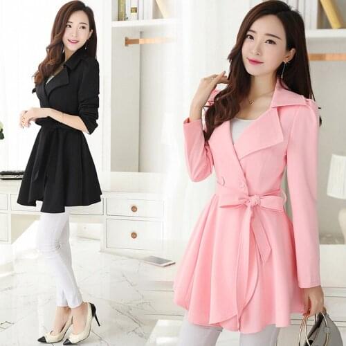 2021 Spring Autumn Classic Mid-length Trench Coat Women Casual With Belt Windbreaker Female Overcoat Coat Female Slim Outwear