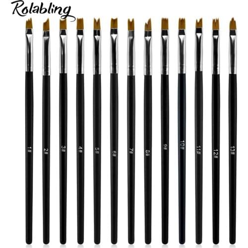 1pc Smile Moon Shaped Acrylic French Nail Art Brush UV Gel Polish Gradient Color 3D Flower Painting Drawing Liner Brush 13 Types