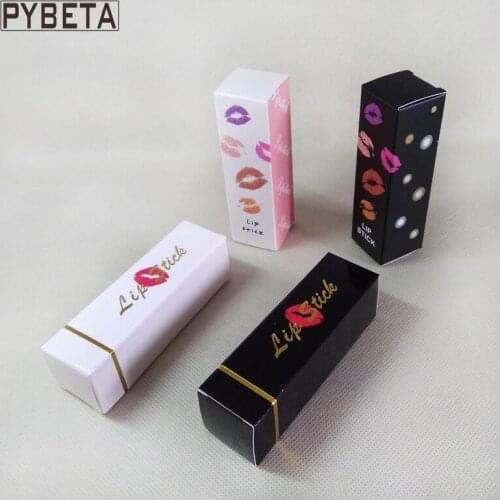 100pcs/lot- 2.5*2.5*8.5cm Black White Lip Print Paper Box Lipstick Packaging Boxes for Sample Party Favor