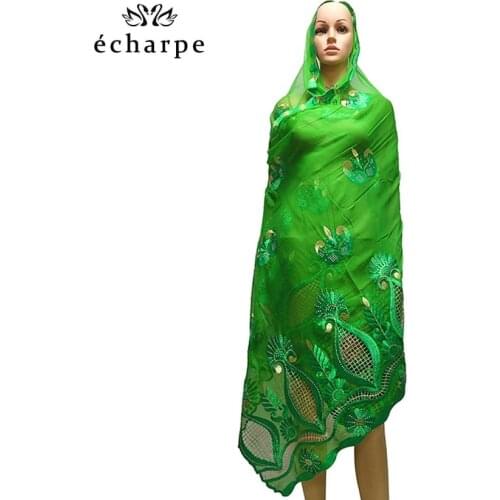 2020 New African women hijab scarf, Embroidery chiffon shawl.hollow design big size scarf for shawls EC981