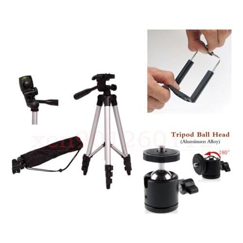 3 in 1 3110 Tripod stand With 3-Way Head Tripod Bag + cellphone holder + 360 Tripod Ball Head for A7R3 A9 D7100 D610 D600 Camera