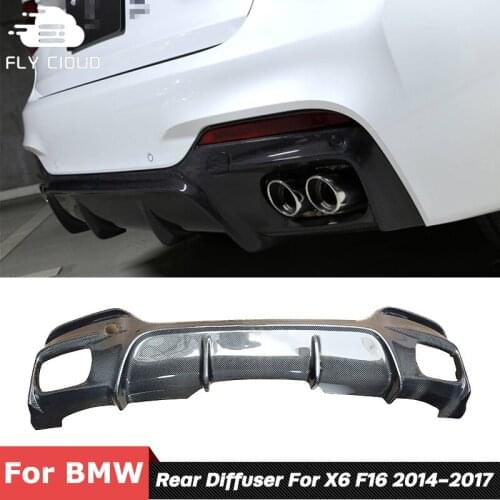 3D Style Real Carbon Fiber Material Rear Bumper Lip Shovel Diffuser For BMW X6M X6 F16 M-sport Car Refitting 2015 Up