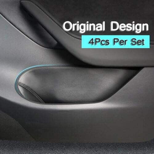 4Pcs/Set Car Gate Slot Pad Storage Mat Door Side Organizer For Tesla Model Y 2020 2021 Car Interior Accessories