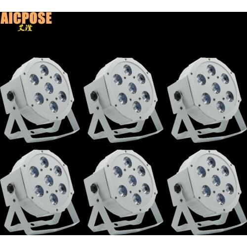 6pcs/lots 7*12w Ultra Bright Slim Flat White Led Par Light 7x12W Smooth RGBW Color Mixing DMX 4/8 Channels Stage Wash
