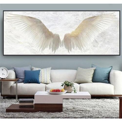 Diamond Embroidery White Angel Wings Full Square Round Diamond Mosaic Rhinestones Art Painting Cross Stitch Wall Decor