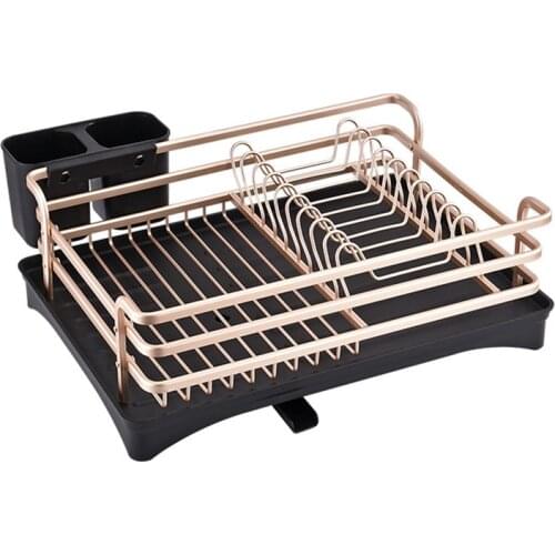 Aluminium Dish Rack Kitchen Organizer Storage Drainer Drying Plate Shelf Sink Supplies Knife Fork Container Drain Stand