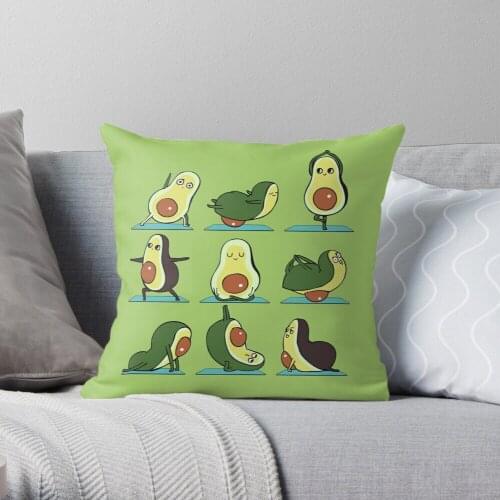 Avocado Yoga Throw Pillow Cushion Cover Polyester Throw Pillows Case On Sofa Home Living Room Car Seat Decor