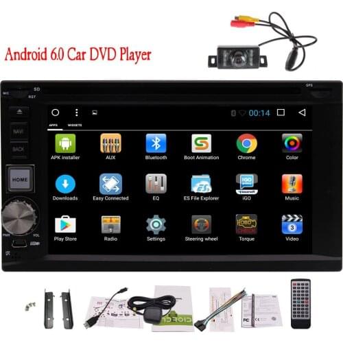 Double 2 Din Android 6.0 In Dash Car Stereo Bluetooth CD DVD Player GPS NAVI System WiFi 6.2" HD Touch Screen Quad-core USB OBD2
