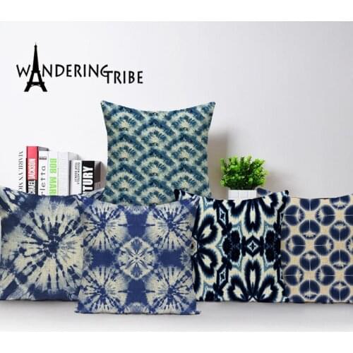 Morocco Geometric Pillow Case Blue Nordic Decoration Cushion Covers Ocean Style Sofa Linen Living Room Bed Cushion Cover45*45Cm