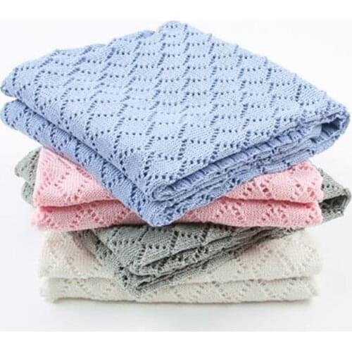 Baby Blanket Cotton Hollow Knitted Newborn Swaddle Wrap Blankets Bath Towel Infant Bedding Quilt Stroller Blankets
