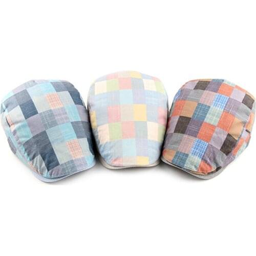 Men Seasons Retro Berets Cap Women Casual Colorful Plaid Sun Hat Newsboy Detective Waiter Chef Restaurant Worker Painter Gorra