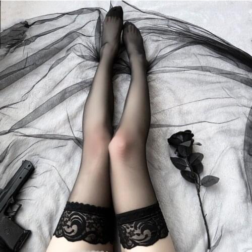 Sexy Knee High Socks Thigh High Elastic Stockings Women Sexual Lace Erotic Transparent Porno Cosplay High Kawaii Nightclub Socks