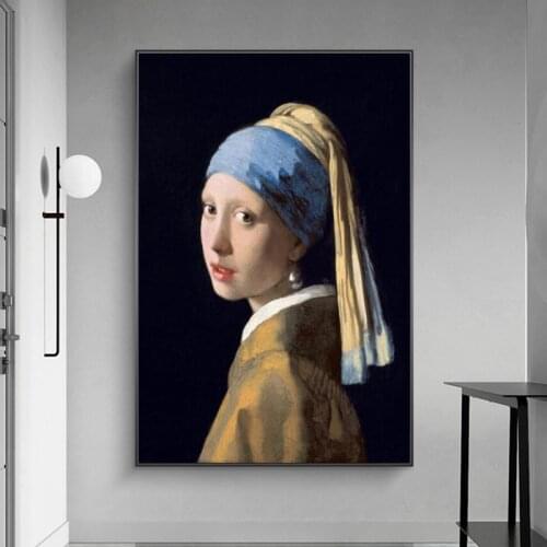 Classical The Girl with A Pearl Earring By Jan Famous Art Canvas Paintings Wall Art Posters and Prints Famous Art Picture Decor