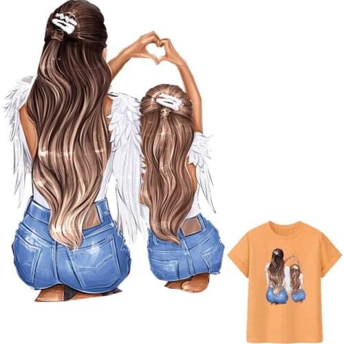 Fashion Mom And Baby Patches For Clothes A-Level Washable T-Shirts Heat Transfers Thermal Stickers Parent-Child Iron On Applique
