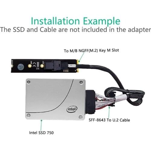 M.2 Module with Mini-SAS H D (SFF-8643) 36-Pin Connector for U.2 SFF-8639 NVMe LX9B