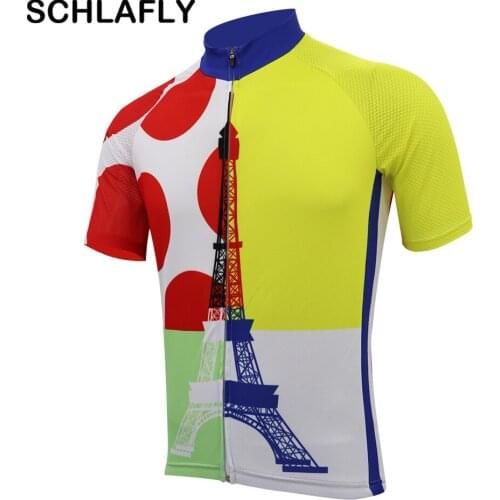 Men retro eiffel tower france cycling jersey team old style summer short sleeve bike wear road jersey cycling clothing schlafly